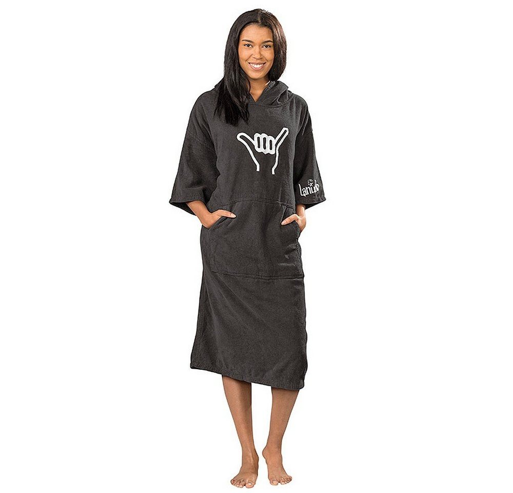 Lanudo Badeponcho Lanudo® Surf Bade Poncho Hang Loose Unisex Dunkelgrau von Lanudo