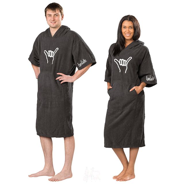 Lanudo? Surf Bade Poncho Hang Loose Dunkelgrau S/M von Lanudo