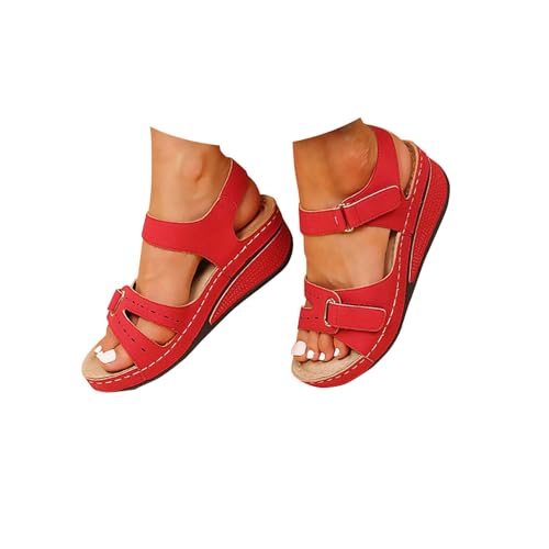 2025 Orthopädische Sportsandalen für Damen, Plateauschuhe, Sommerschuhe, bequem, elegant, Party, Mode, Keilsandalen, offener Zehenbereich, atmungsaktiv, flexibel, Strand, Trekking, Wandern, A04, 40 EU von Lanunlly