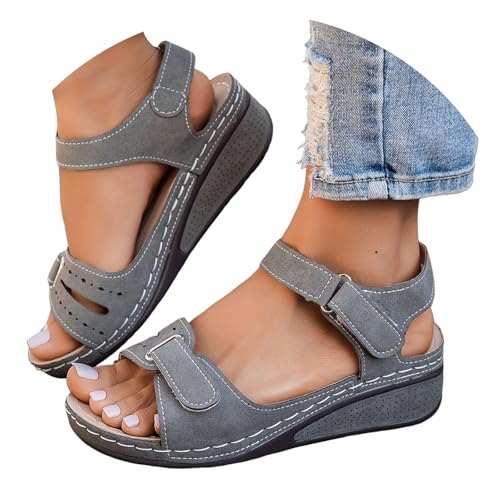 2025 Orthopädische Sportsandalen für Damen, Plateauschuhe, Sommerschuhe, bequem, elegant, Party, Mode, Keilsandalen, offener Zehenbereich, atmungsaktiv, flexibel, Strand, Trekking, Wandern, A06, 37 EU von Lanunlly