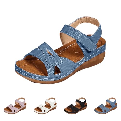 2025 Orthopädische Sportsandalen für Damen, Plattform, Sommerschuhe, bequem, elegant, Party, Mode, Keilsandalen, offener Zehenbereich, flexibel, atmungsaktiv, Strand, Wandern, Trekking, 02 Blau, 39 EU von Lanunlly