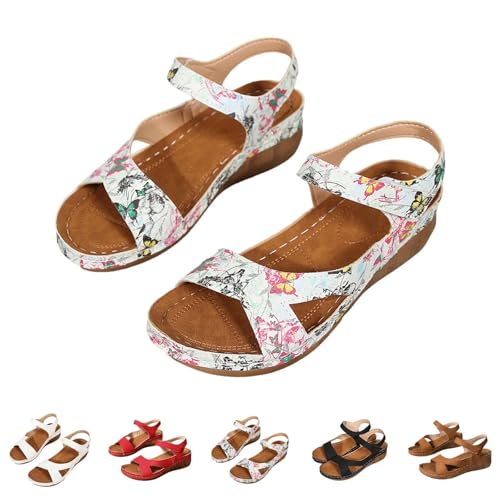 2025 Orthopädische Sportsandalen für Damen, Plattform, Sommerschuhe, bequem, elegant, Party, Mode, Keilsandalen, offener Zehenbereich, flexibel, atmungsaktiv, Strand, Wandern, Trekking, 07 Rosa, 39 EU von Lanunlly