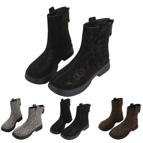 Damen-Stiefel, hohe Wadenstiefel, Vintage, elegant, Halbschuh, Chelsea, Mode, Stiefel mit niedrigem Absatz, bequem, breiter Schaft, Party, Stiefel mit Reißverschluss für Winter, Herbst, Frühling von Lanunlly