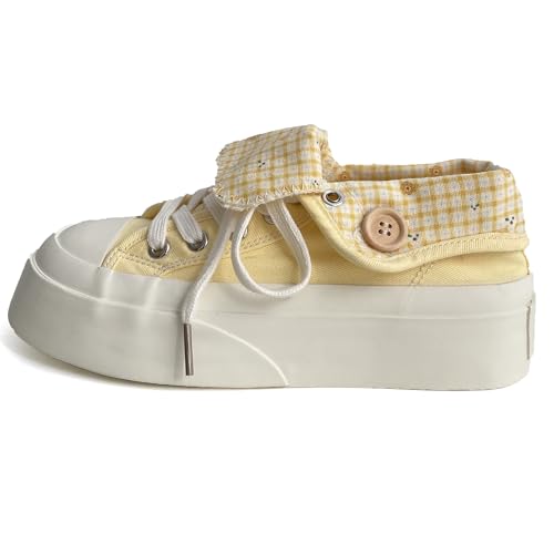 Damen Foldable Sneakers Umklappbarer High Top Canvas Schuh für Travel Everyday Atmungsaktiv Bequem22 Gelb Größe 36 Damen Foldable Sneakers Umklappbarer High Top Canvas Schuh für Travel Everyday Atmungsaktiv Bequem22 Gelb Größe 36 von Lanverth