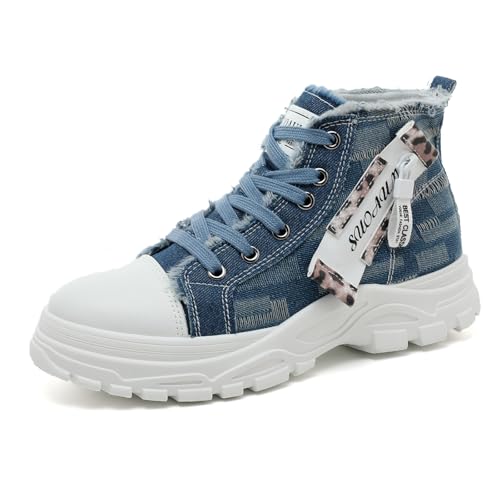 Lanverth Damen High Top Canvas Sneakers mit Reißverschluss Bequeme Platform Schuhe für Casual Campus Walking21 Blau Größe 41 Lanverth Damen High Top Canvas Sneakers mit Reißverschluss Bequeme Platform Schuhe für Casual Campus Walking21 Blau Größe 41 von Lanverth