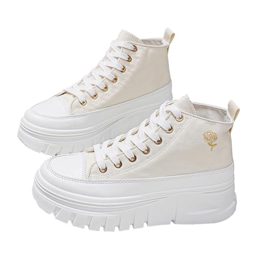 Lanverth Damen High Top Platform Sneakers Chunky Eva Sohle Canvas Schuhe für Casual, Campus & Walking 06 Beige Größe 38 Lanverth Damen High Top Platform Sneakers Chunky Eva Sohle Canvas Schuhe für Casual, Campus & Walking 06 Beige Größe 38 von Lanverth