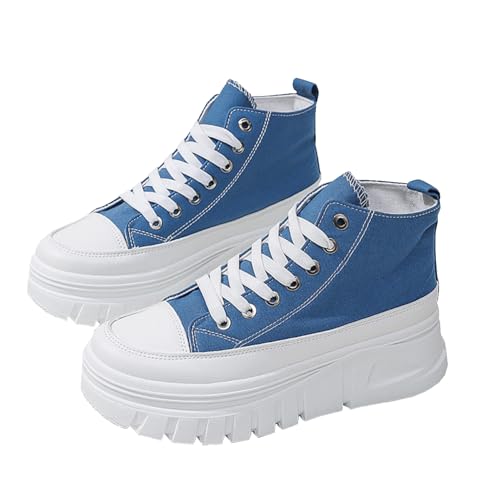 Lanverth Damen High Top Platform Sneakers Chunky Eva Sohle Canvas Schuhe für Casual, Campus & Walking 06 Blau Größe 38 Lanverth Damen High Top Platform Sneakers Chunky Eva Sohle Canvas Schuhe für Casual, Campus & Walking 06 Blau Größe 38 von Lanverth