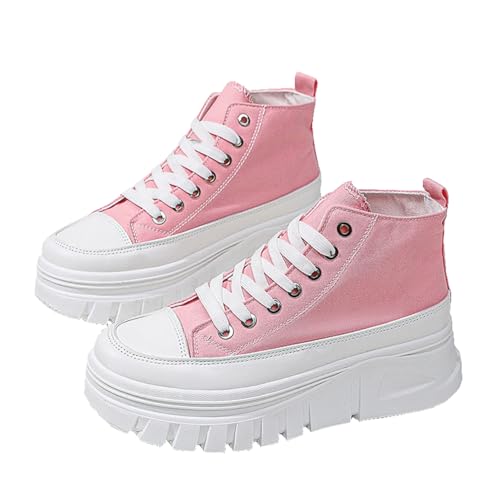 Lanverth Damen High Top Platform Sneakers Chunky Eva Sohle Canvas Schuhe für Casual, Campus & Walking 06 Pink Größe 40 von Lanverth