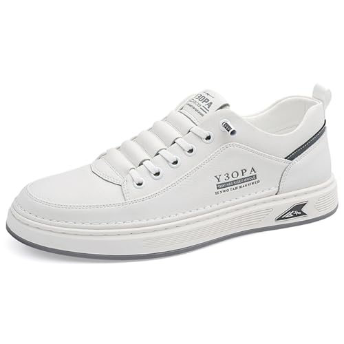 Lanverth Herren Sneaker Leicht & Atmungsaktiv - Slip-On Minimalschuhe aus Synthetik-Leder für Alltag Weiß EU 41 von Lanverth