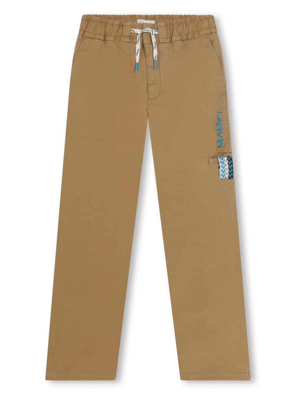 Lanvin Enfant Gabardine-Hose mit Logo-Stickerei - Nude von Lanvin Enfant