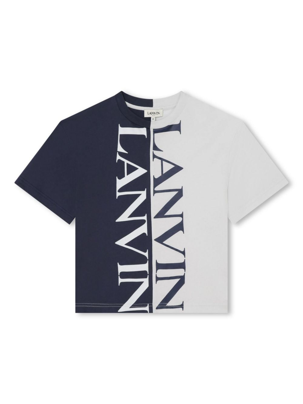 Lanvin Enfant Zweifarbiges T-Shirt mit Logo-Print - Blau von Lanvin Enfant