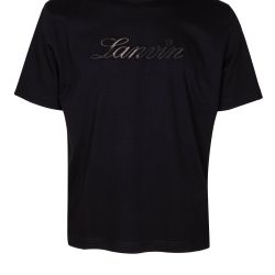 Lanvin Schwarzes Denim T-shirt Mit Besticktem Logo von Lanvin