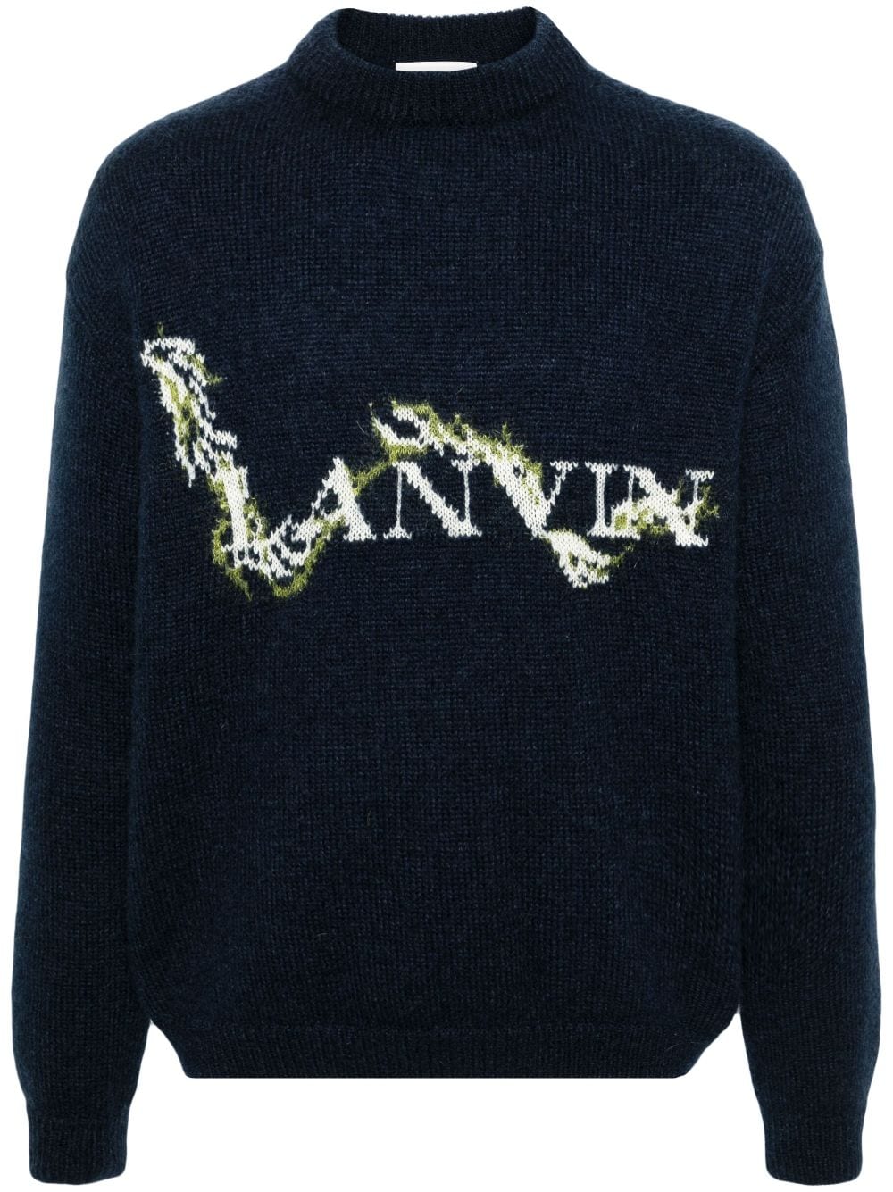 Lanvin Stehkragen-Pullover aus Logo-Jacquard - Blau von Lanvin