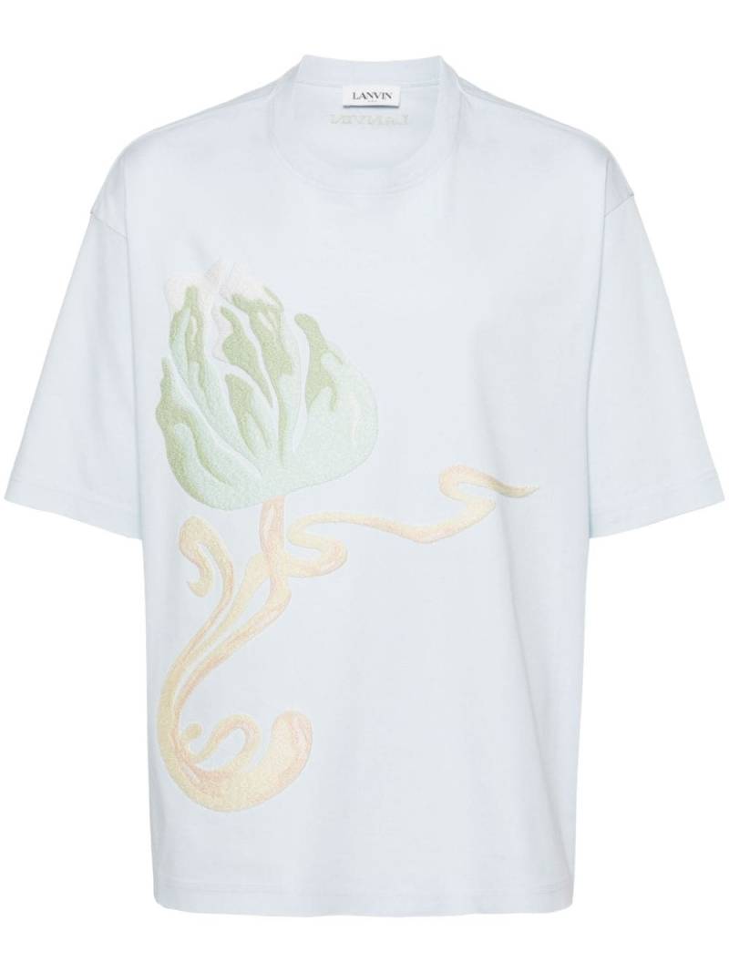 Lanvin T-Shirt mit Blumenstickerei - Blau von Lanvin