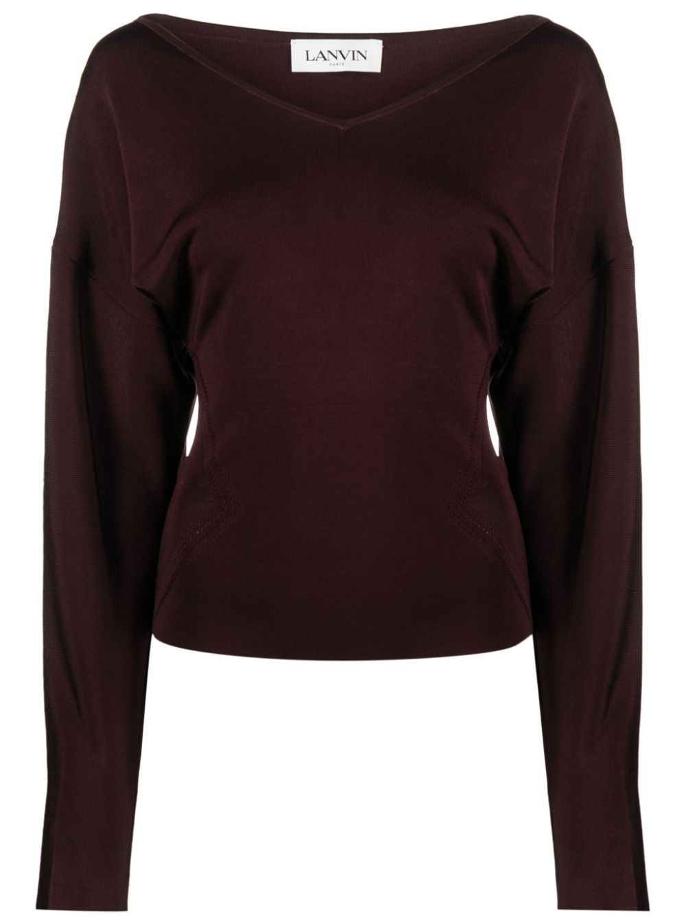 Lanvin Gerippter Pullover mit V-Ausschnitt - Rot von Lanvin