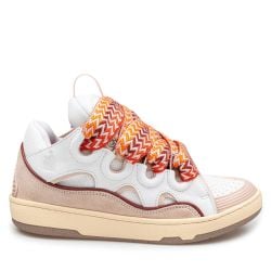 Lanvin Weiße/ Pfirsich Leder Curb Sneakers Für Frauen von Lanvin