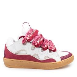 Lanvin Weiße/berry Leder- Und Wildleder Curb Sneakers von Lanvin