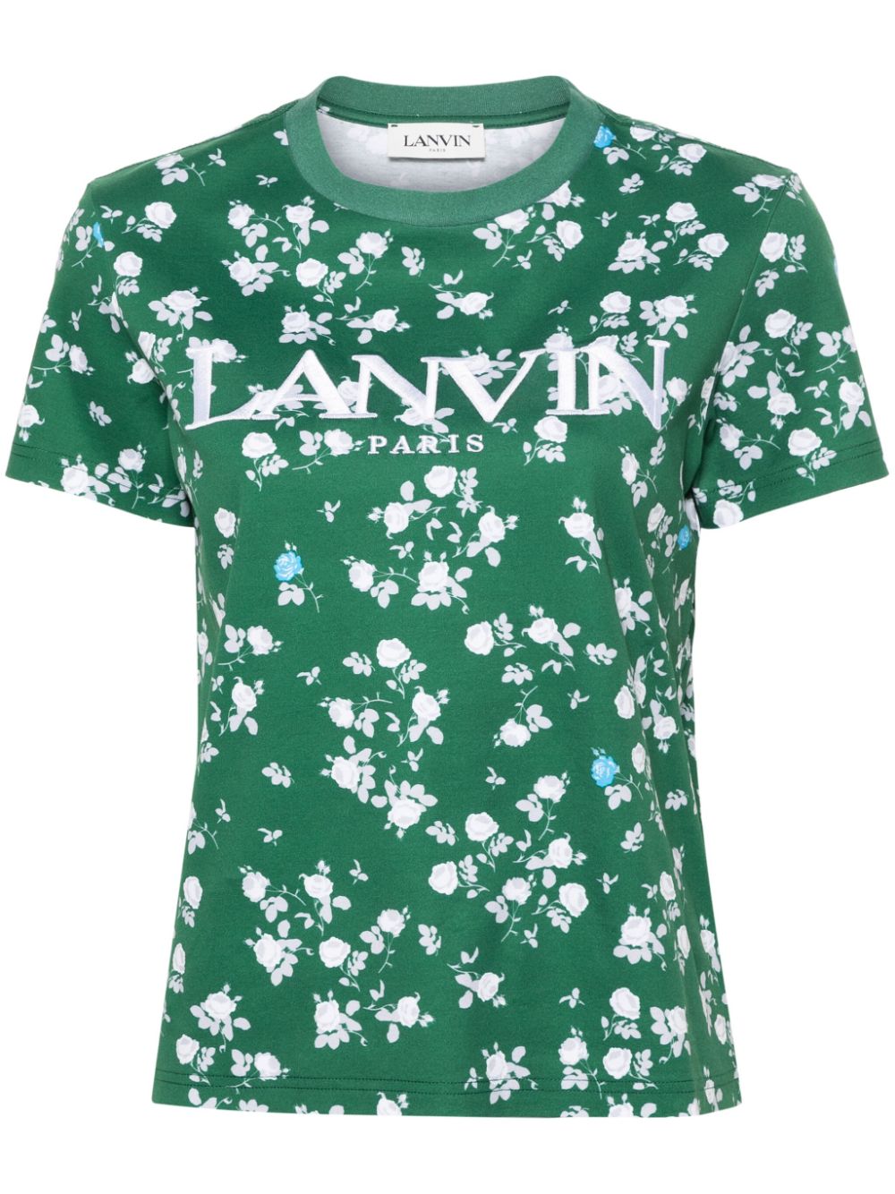 Lanvin logo-embroidered cotton T-shirt - Grün von Lanvin