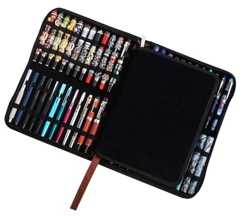 Lanxivi Füllfederhalter Tintenroller Kaffeebraun Groß PU Leder Stiftehalter für 48 Stifte (Kaffee), Pen Case, 48 PU-Hülle, Kaffeebraun, 48 Count (Pack of 1) von Lanxivi