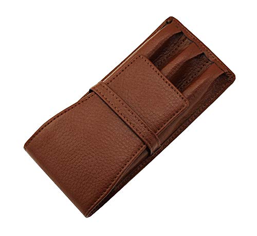 Lanxivi3 geteilte Schlitze Füllfederhalter Fall Echter Kaffee Leder Beutel Stift Organizer Tragehalter von Lanxivi