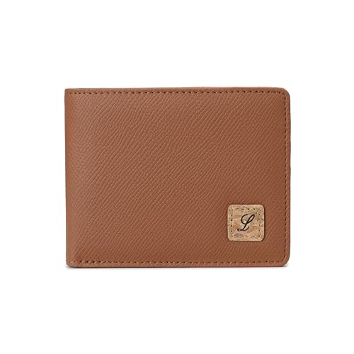 Lanyani RFID-Brieftaschen Bifold Simple, C-Crosshatch Braun, Small, Minimalistisch von Lanyani