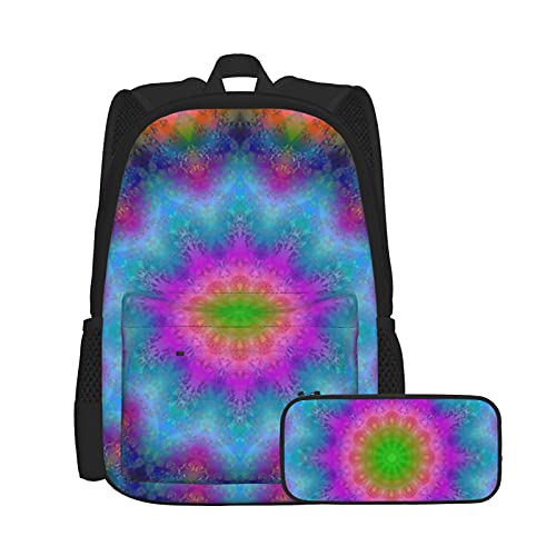 Abstraktes Kaleidoskop-Set, Unisex, Rucksack und Federmäppchen, multifunktionaler Rucksack, Kombination, zweiteiliges Set, lässige Schul-Büchertasche mit Federmäppchen, für Jungen und Mädchen Abstraktes Kaleidoskop-Set, Unisex, Rucksack und Federmäppchen, multifunktionaler Rucksack, Kombination, zweiteiliges Set, lässige Schul-Büchertasche mit Federmäppchen, für Jungen und Mädchen von Lanyanlei