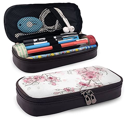 Federmäppchen Frühling Sakura Blumen Blüte Kunst handgezeichnet Aquarell Stil Nette Farbe Kirsche Stift Fall Schreibwaren Beutel Reißverschluss Tasche für von Lanyanlei