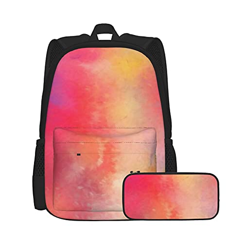 Rucksack und Federmäppchen-Set, modern, künstlerisch, digital, Unisex, multifunktionaler Rucksack, Kombination, zweiteiliges Set, lässige Schul-Büchertasche mit Federmäppchen, für Jungen und Mädchen von Lanyanlei