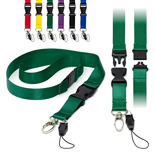LanyardsTomorrow Grün Schlüsselband Abnehmbar 2 cm Flach mit Schnalle Ausweiskartenhalter Schlüsselband Umhängeband Sicherheitsverschluss metall-klipp und Schlaufe 10 Stück von Lanyards Tomorrow.co.uk