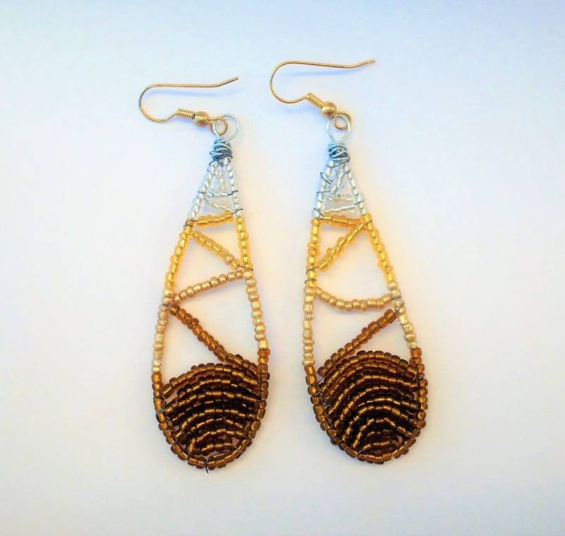 Ombre Tropfen Ohrringe, Braun Gold Und Weiß Tear Drop Herbstfarben, Herbst Ohrringe Schmuck Ombre Tropfen Ohrringe, Braun Gold Und Weiß Tear Drop Herbstfarben, Herbst Ohrringe Schmuck von Lanyes