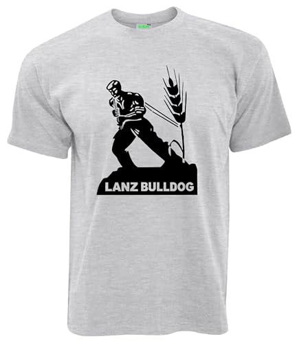 Lanz Bulldog T-Shirt Bauer mit Kornähre | Ashgrau | Größe XL von Lanz Bulldog