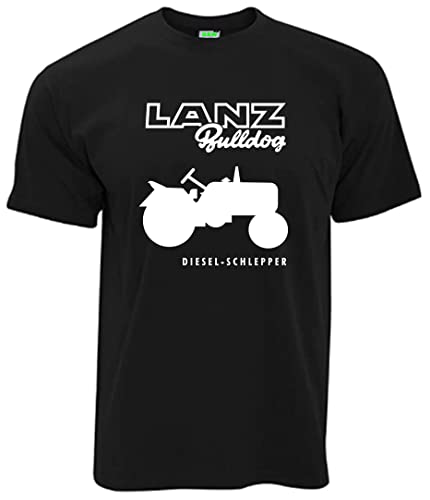 Lanz Bulldog T-Shirt Diesel-Schlepper Trecker Traktor Oldtimer Herrenshirt Kurzarm Rundkragen | Schwarz | Größe XL von Lanz Bulldog