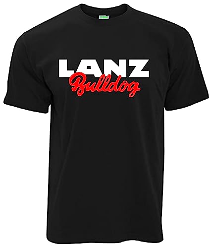 Lanz Bulldog T-Shirt Oldtimer-Motiv Herrenshirt Kurzarm Rundkragen Brustdruck | Schwarz | Größe XXL von Lanz Bulldog