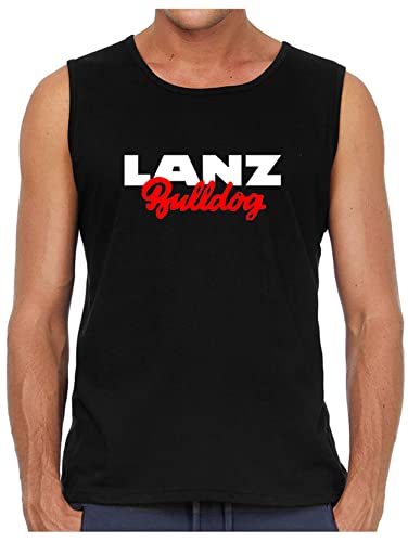 Lanz Bulldog Tank Top Oldtimer-Muskelshirt | Herren, Ärmellos, Brustdruck | Schwarz | Größe L von Lanz Bulldog