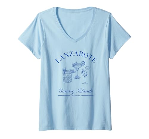 Damen Lanzarote Cocktails Kanarische Inseln Spanien Urlaub Souvenir T-Shirt mit V-Ausschnitt Damen Lanzarote Cocktails Kanarische Inseln Spanien Urlaub Souvenir T-Shirt mit V-Ausschnitt von Lanzarote Canary Islands Souvenirs