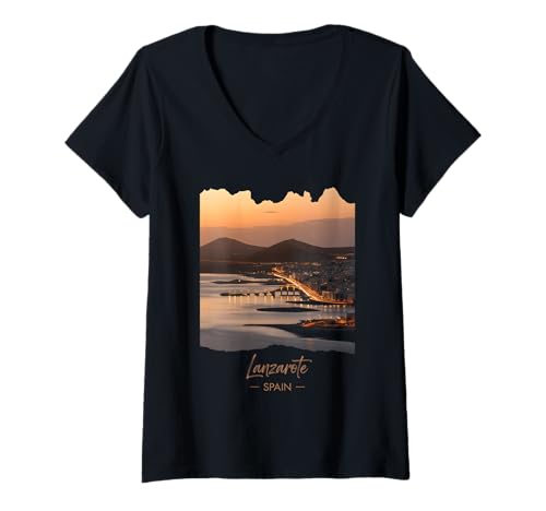 Damen Lanzarote Spanien T-Shirt mit V-Ausschnitt Damen Lanzarote Spanien T-Shirt mit V-Ausschnitt von Lanzarote Design