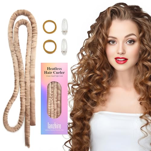 Lanzhire Heatless Hair Curler, Heatless Curling Rod Headband, No Heat Curlers to Sleep In, Overnight Heatless Curls Headband, Lazy Hair Rollers for Women Girls… (Golden) von Lanzhire
