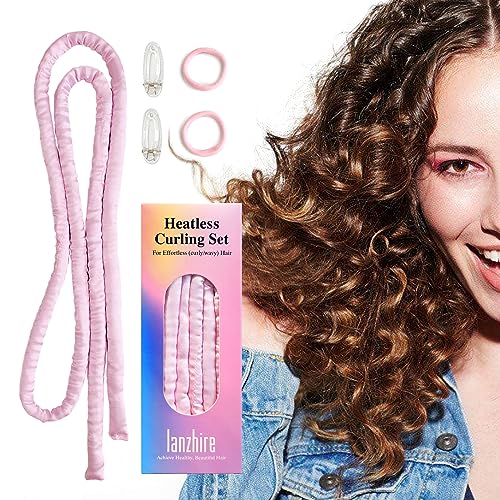 Lanzhire Heatless Hair Curler, Heatless Curling Rod Headband, No Heat Curlers to Sleep In, Overnight Heatless Curls Headband, Lazy Hair Rollers for Women Girls… (Pink) von Lanzhire
