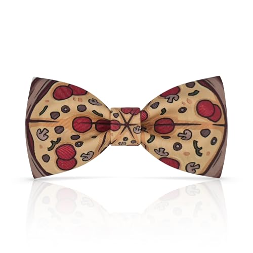 Lanzonia Fliege Herren Lustig Essen Muster Fliegen für Männer Besonders Lustige Pizza Gemustert Speziell Designfliege für Urlaub Karneval Party Geburtstag von Lanzonia