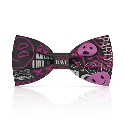 Lanzonia Fliege Herren Lustig Graffiti Emoji Muster Geek Fliegen für Männer Besonders Lustige Pop Art Gemustert Speziell Designfliege für Urlaub Karneval Party Geburtstag von Lanzonia