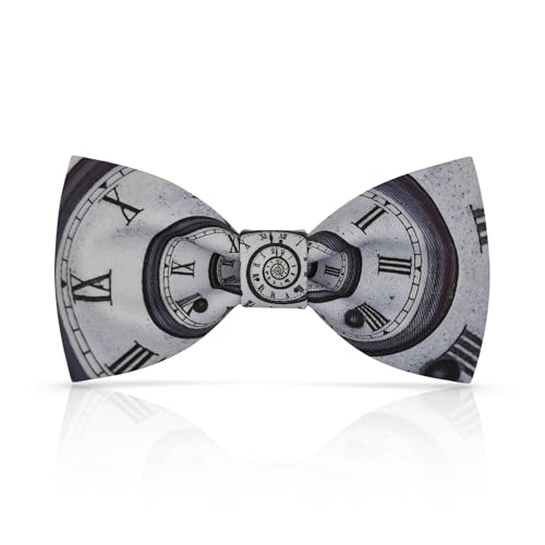 Lanzonia Fliege Herren Lustig Uhr Muster Fliegen für Männer Besonders Lustige Zeit Gemustert Speziell Designfliege für Urlaub Karneval Party Geburtstag von Lanzonia