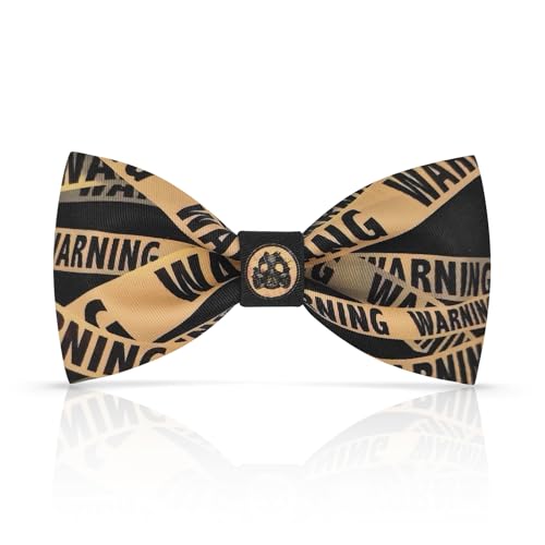 Lanzonia Fliege Herren Lustig Warnband Muster Fliegen für Männer Besonders Lustige Warnung Gemustert Speziell Geek Designfliege für Urlaub Karneval Party Geburtstag von Lanzonia