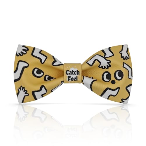 Lanzonia Gelb Fliege Herren Lustig Comic Muster Fliegen für Männer Besonders Lustige Gemustert Speziell Designfliege für Urlaub Karneval Party Geburtstag von Lanzonia