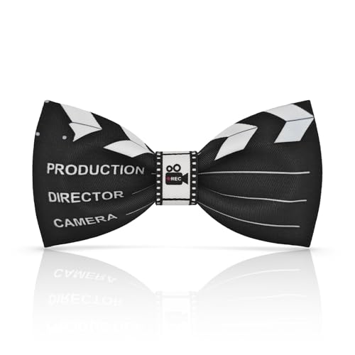 Lanzonia Schwarz Fliege Herren Lustig Film Muster Schwarze Fliegen für Männer Besonders Lustige Kino Gemustert Speziell Designfliege für Urlaub Karneval Party Geburtstag von Lanzonia