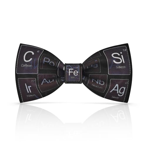 Lanzonia Schwarz Fliege Herren Lustig Periodensystem Muster Schwarze Fliegen für Männer Besonders Lustige Chemisch Gemustert Speziell Designfliege für Urlaub Karneval Party Geburtstag von Lanzonia