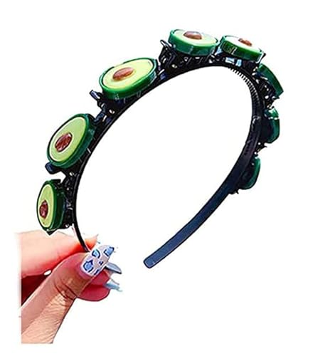 1/5Pcs Mädchen süße Prinzessin Frisur Haarnadel, Sommer kleines Mädchen geflochtene Haare Haarnadel Kopfschmuck, Double Layer Cartoon Stirnbänder mit Clips Twist Zopf Haar Werkzeuge(Avocado) von LaoSShu