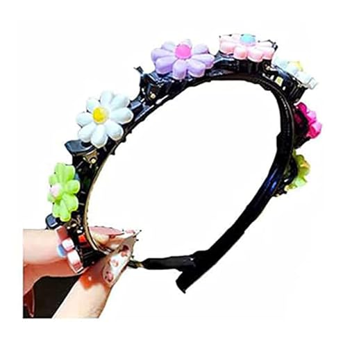 1/5Pcs Mädchen süße Prinzessin Frisur Haarnadel, Sommer kleines Mädchen geflochtene Haare Haarnadel Kopfschmuck, Double Layer Cartoon Stirnbänder mit Clips Twist Zopf Haar Werkzeuge(Colorful Flowers) von LaoSShu