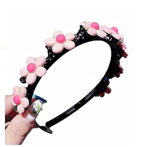 1/5Pcs Mädchen süße Prinzessin Frisur Haarnadel, Sommer kleines Mädchen geflochtene Haare Haarnadel Kopfschmuck, Double Layer Cartoon Stirnbänder mit Clips Twist Zopf Haar Werkzeuge(Pink Flowers) von LaoSShu