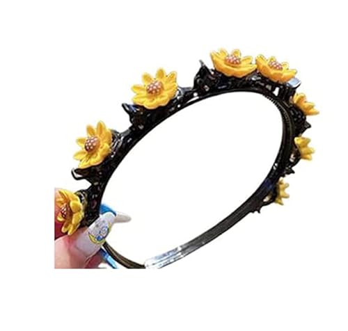 1/5Pcs Mädchen süße Prinzessin Frisur Haarnadel, Sommer kleines Mädchen geflochtene Haare Haarnadel Kopfschmuck, Double Layer Cartoon Stirnbänder mit Clips Twist Zopf Haar Werkzeuge(Sun Flower) von LaoSShu