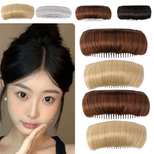 LaoSShu Unsichtbare Flauschige Haarauflage, Neue Flauschige Haarauflage Styling Insert Tool, 5 in unsichtbare Flauschige Haarauflage Blond, Kamm in der Stirn anheben Haar Bun(Light Brown and Blonde) von LaoSShu